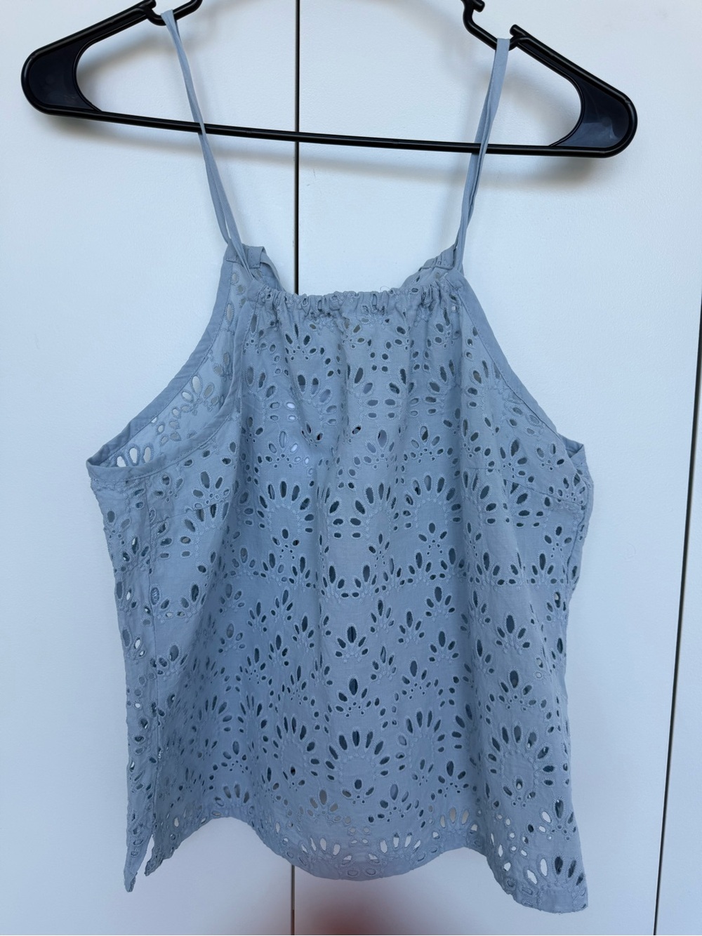 Women's Eyelet Halter Tank Top - Light Blue